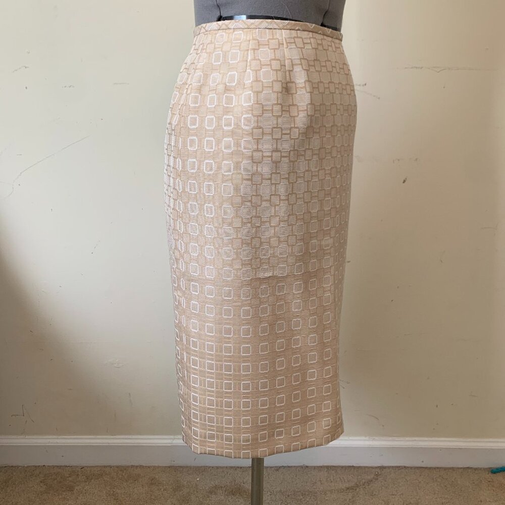 LeSuit Mod Print Champagne Pencil Skirt Size 6P